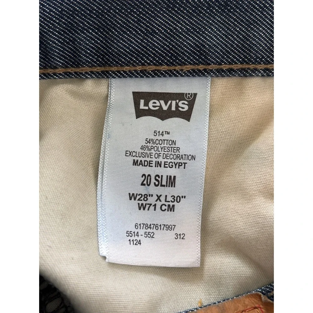 Levi's 514 Slim Straight Jeans Size 20 Slim W28 L30 Blue Medium Wash Classic NWT